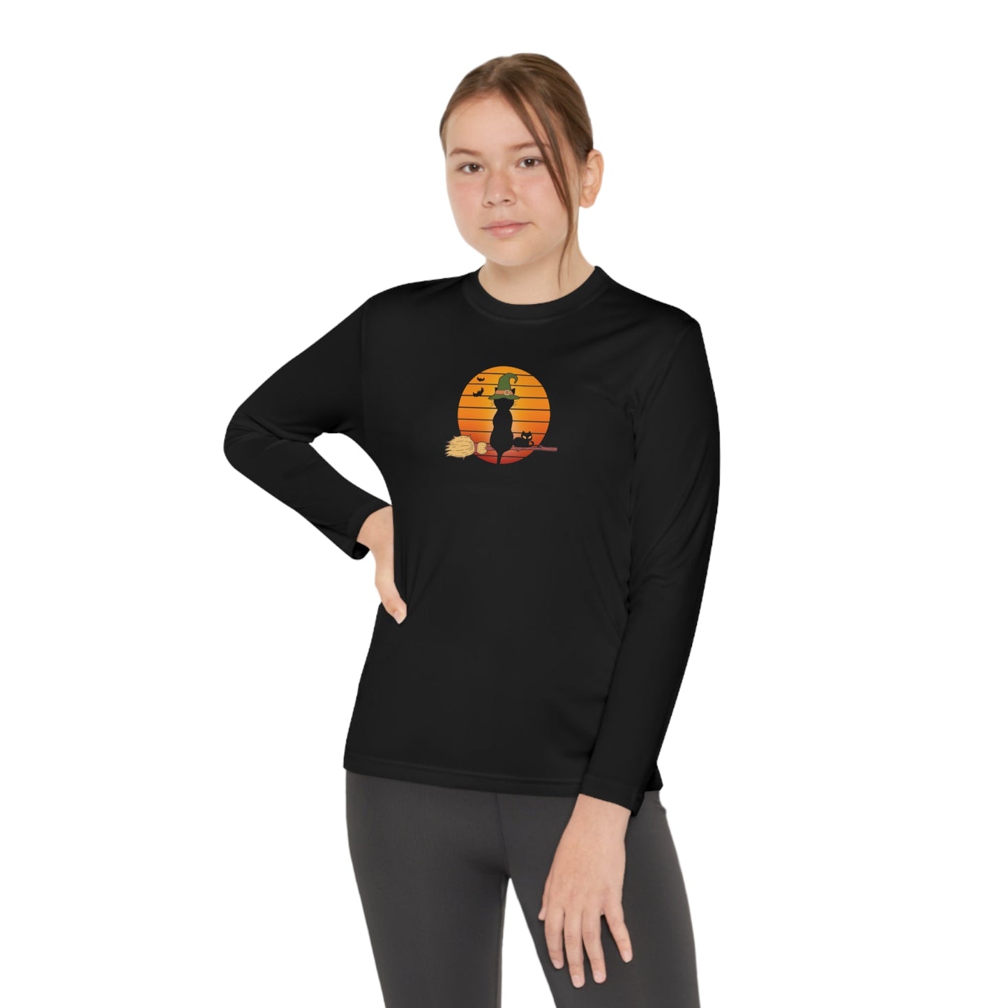 Halloween Cat Youth Long Sleeve Competitor Tee - Kids clothes - Epileptic Al’s Shop