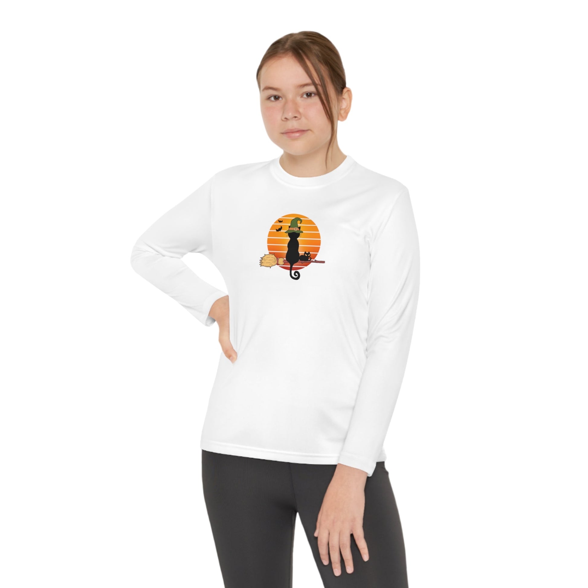Halloween Cat Youth Long Sleeve Competitor Tee - Kids clothes - Epileptic Al’s Shop