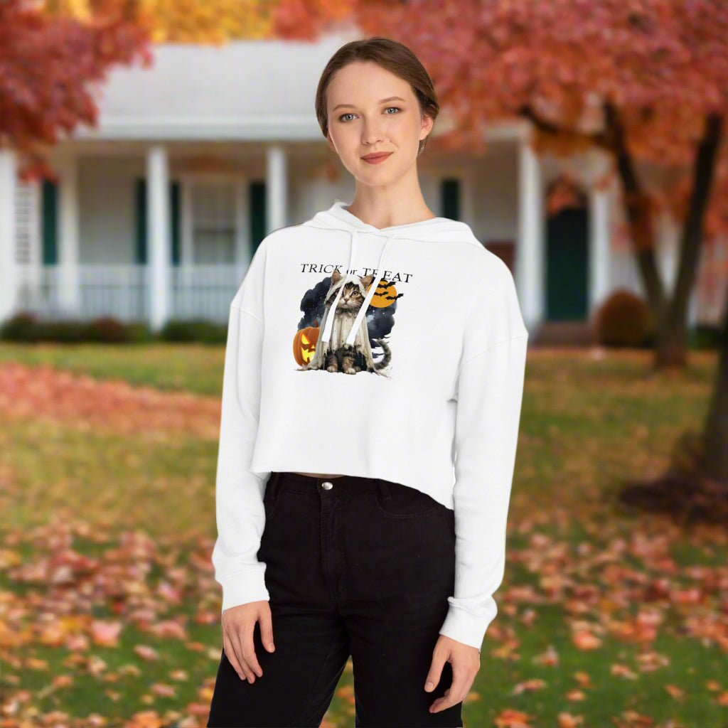 Halloween Kitty Cropped Hoodie for Her - Clothing, Hoodies - EpiAl's Shop