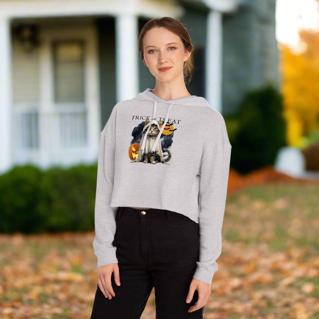 Halloween Kitty Cropped Hoodie for Her - Clothing, Hoodies - EpiAl's Shop