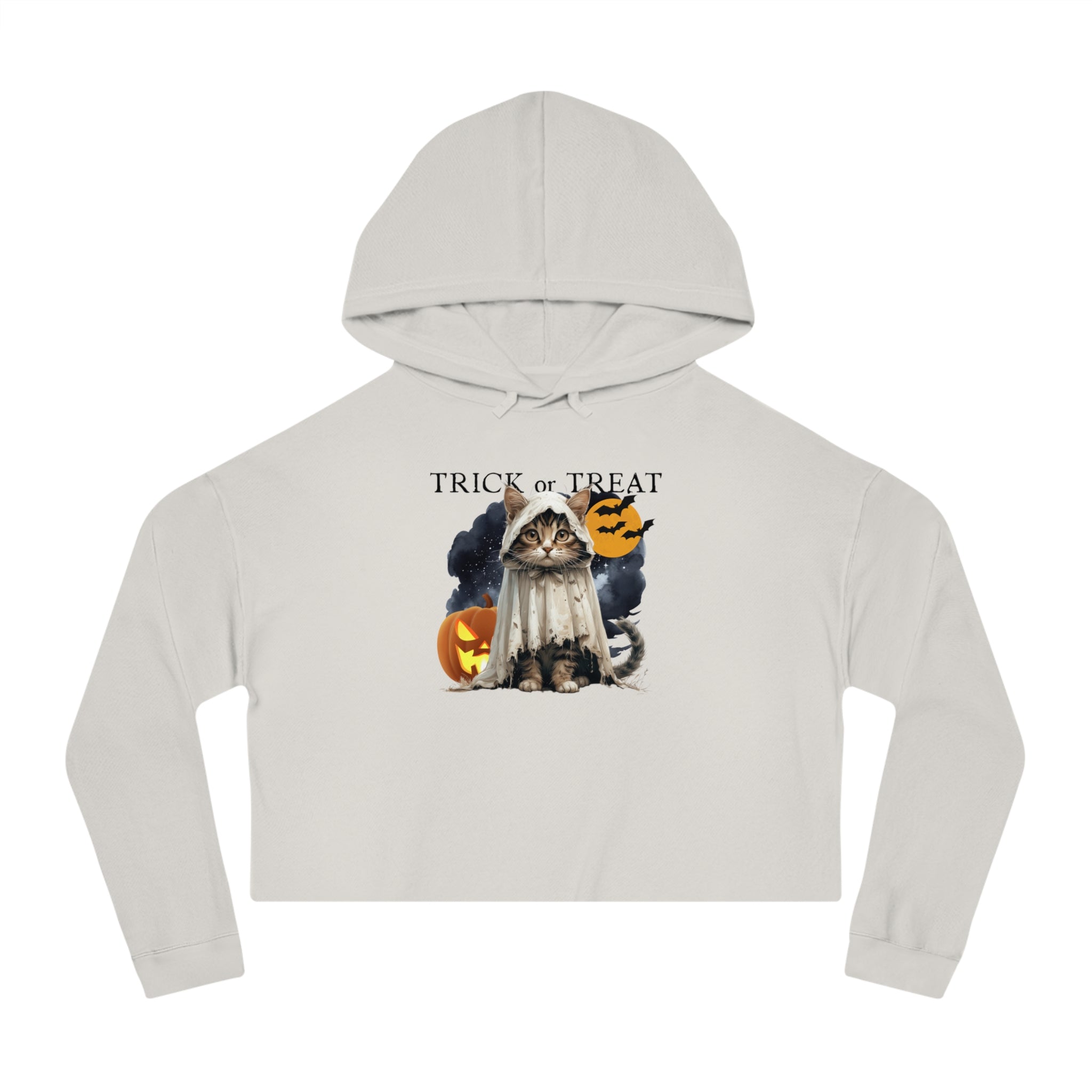 Halloween Kitty Cropped Hoodie for Her - Clothing, Hoodies - EpiAl's Shop