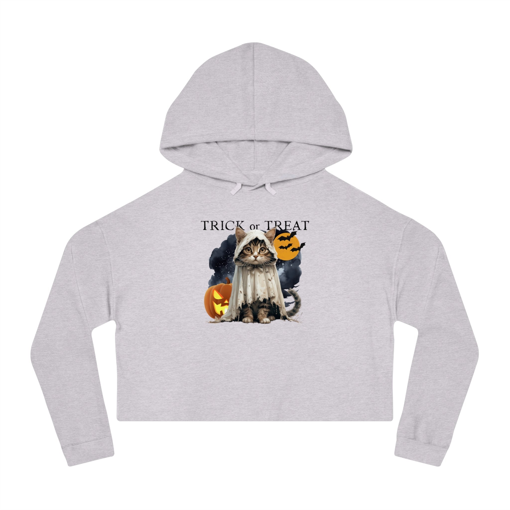 Halloween Kitty Cropped Hoodie for Her - Clothing, Hoodies - EpiAl's Shop