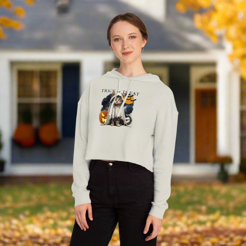 Halloween Kitty Cropped Hoodie for Her - Clothing, Hoodies - EpiAl's Shop