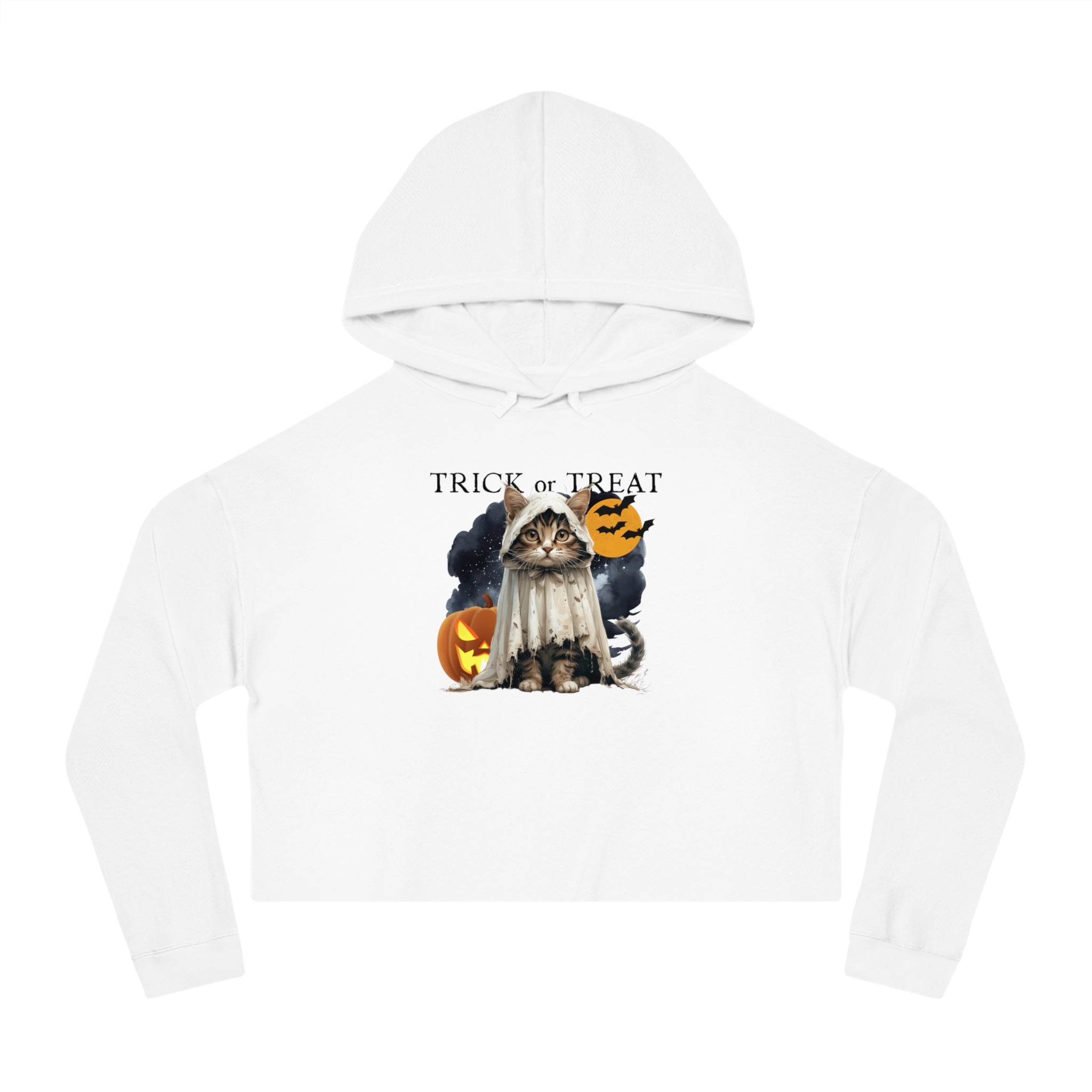 Halloween Kitty Cropped Hoodie for Her - Clothing, Hoodies - EpiAl's Shop