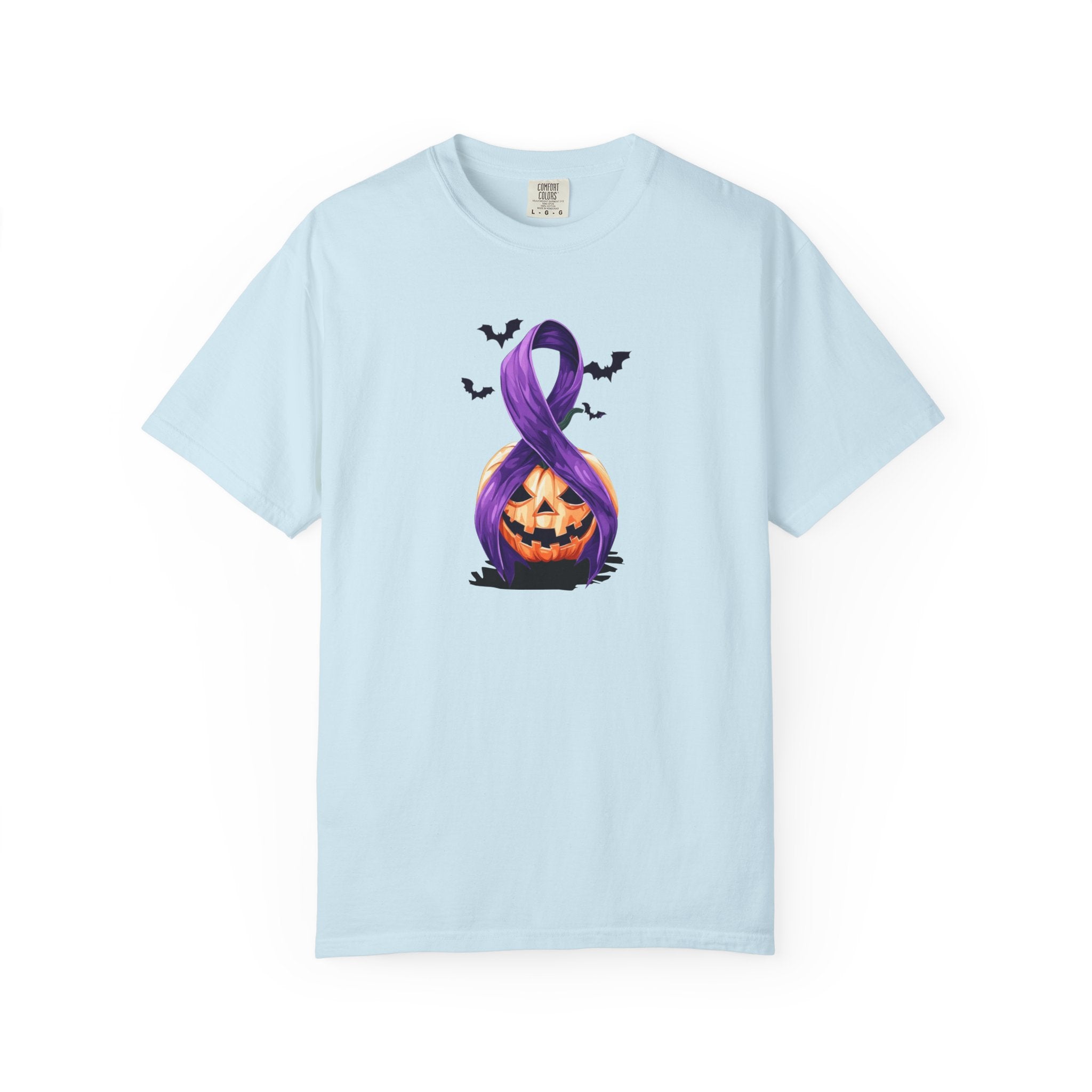 Halloween Pumpkin Unisex T-Shirt with Purple Ribbon Design - Clothing, T-shirts - EpiAl's Shop