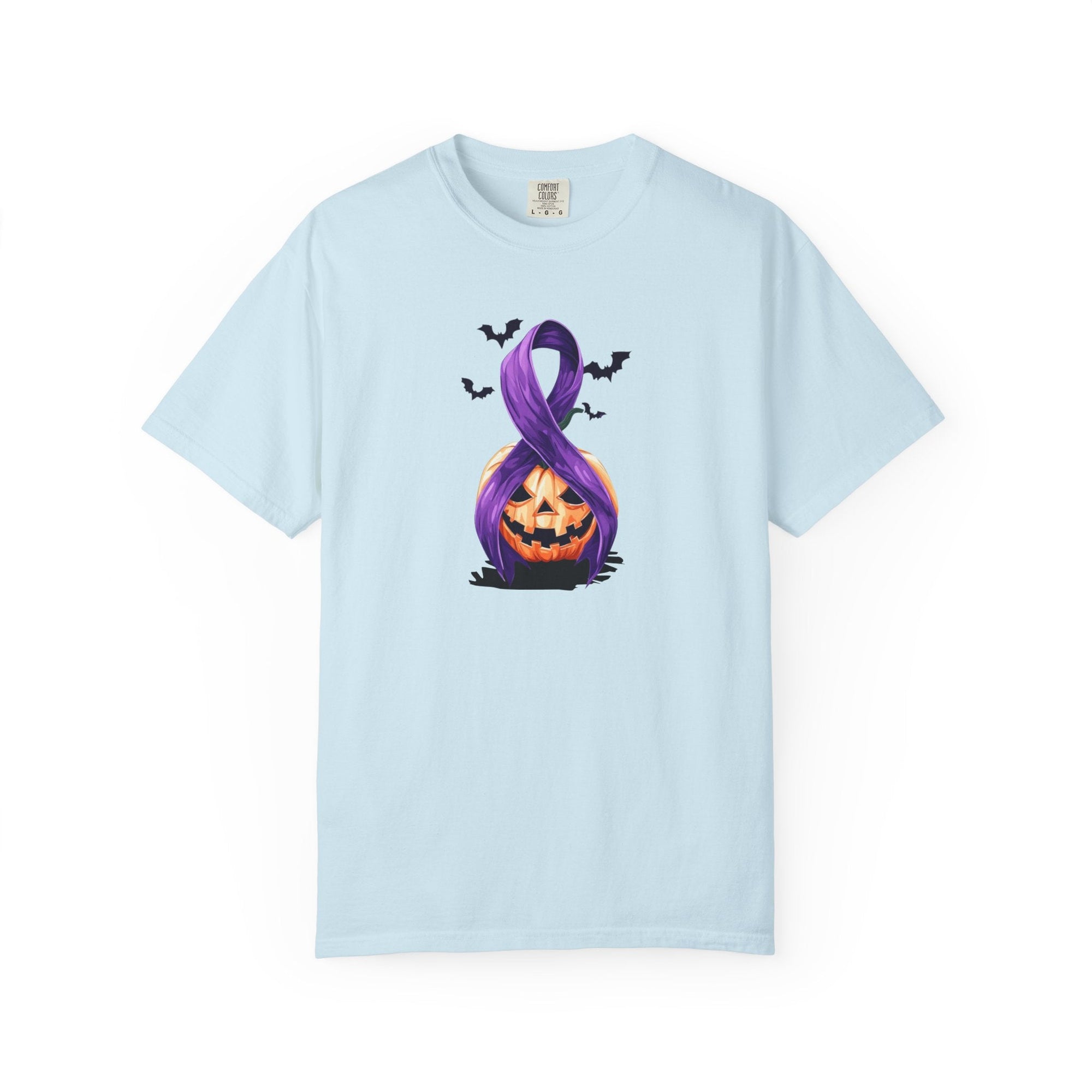 Halloween Pumpkin Unisex T-Shirt with Purple Ribbon Design - Clothing, T-shirts - EpiAl's Shop