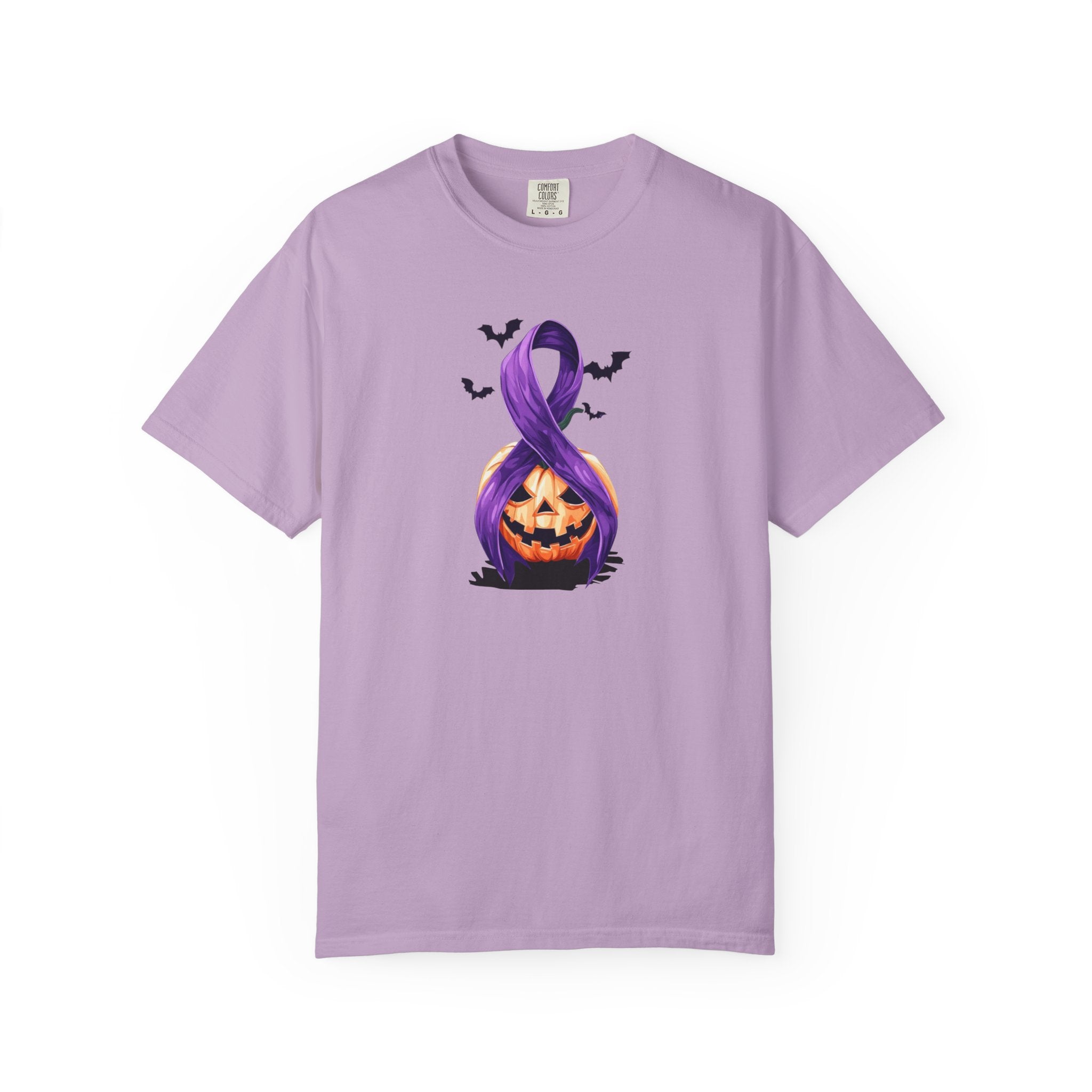 Halloween Pumpkin Unisex T-Shirt with Purple Ribbon Design - Clothing, T-shirts - EpiAl's Shop