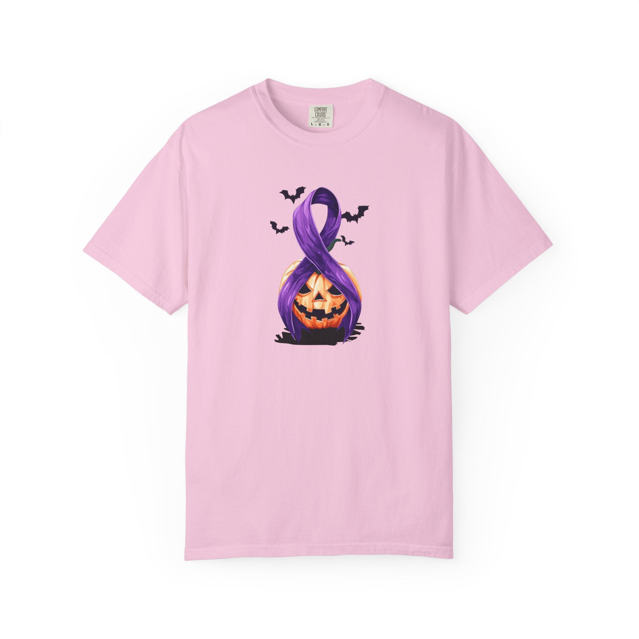 Halloween Pumpkin Unisex T-Shirt with Purple Ribbon Design - Clothing, T-shirts - EpiAl's Shop