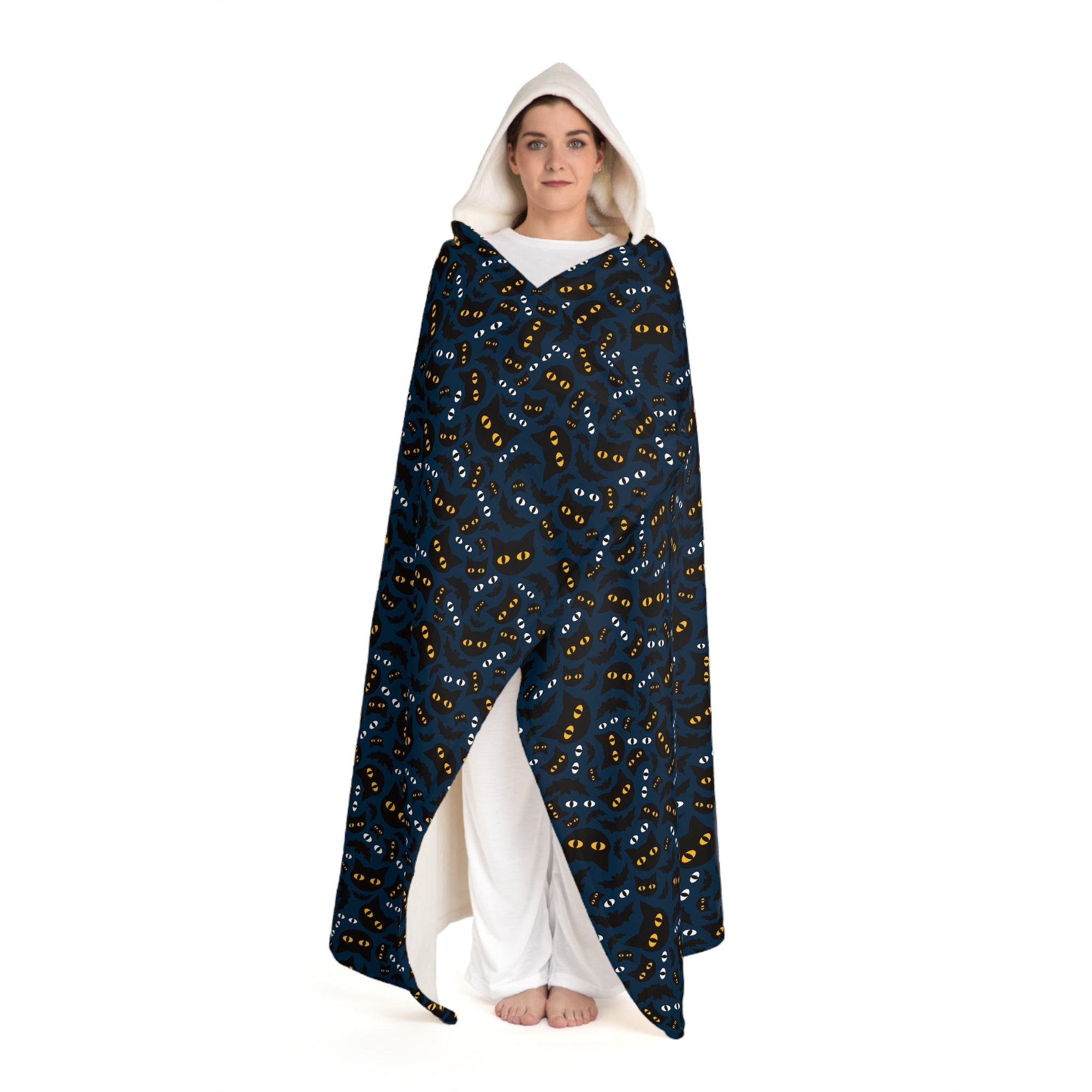 Halloween Spooky Eyes Hooded Sherpa Fleece Blanket - All Over Prints - EpiAl's Shop
