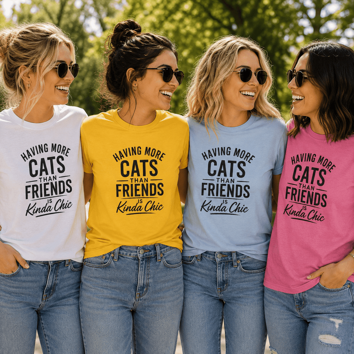 Having More Cats Than Friends Is Kinda Chic Women’s T-Shirt - Clothing, Women, T-Shirts - EpiAl's Shop