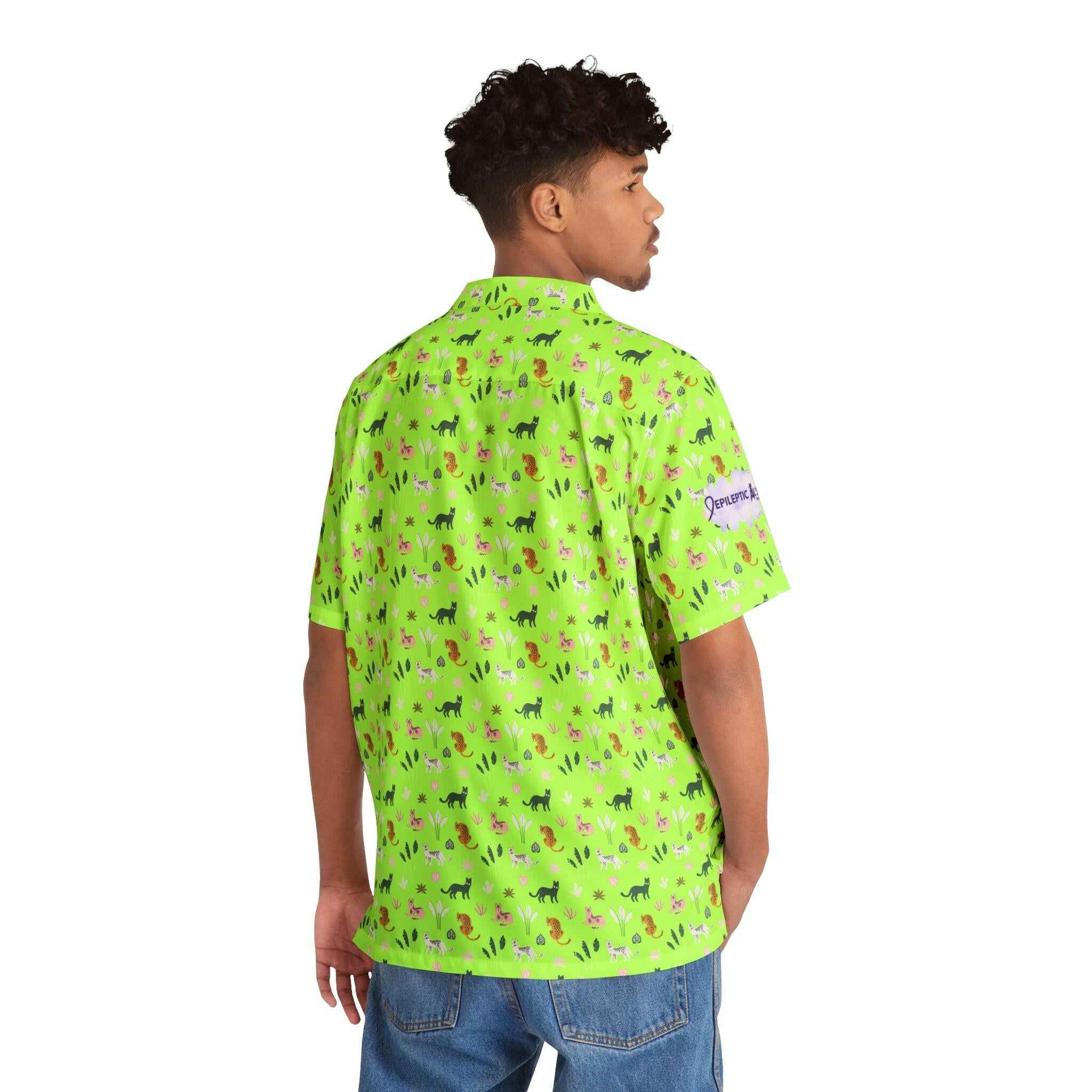 Hawaiian Kitties Button-up Shirt for Men - Tropical Cat Print Style - EpiAl's Shop