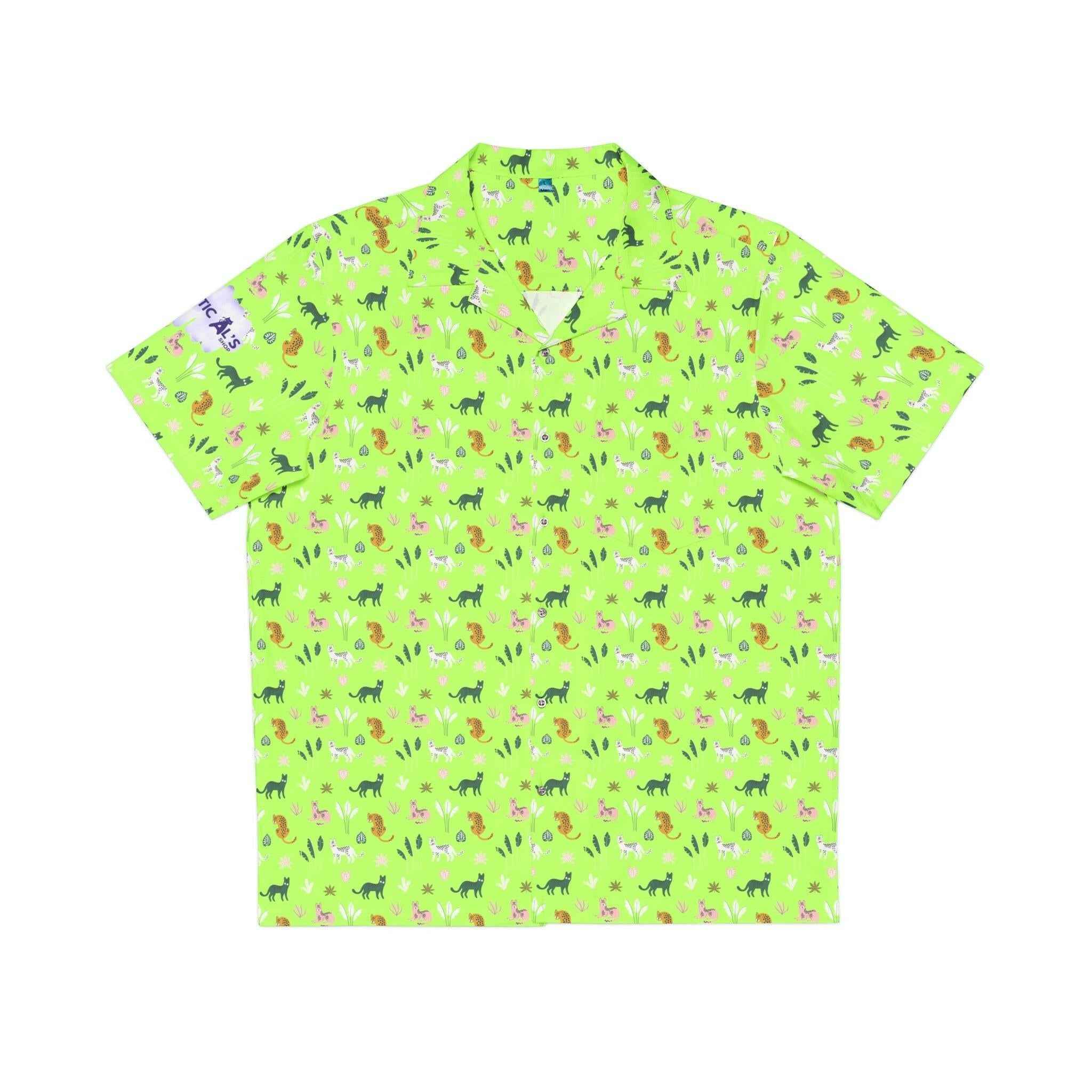 Hawaiian Kitties Button-up Shirt for Men - Tropical Cat Print Style - EpiAl's Shop