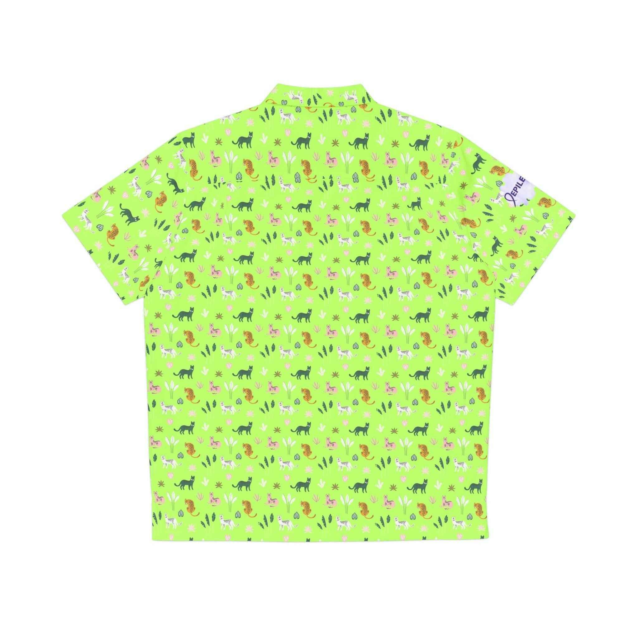 Hawaiian Kitties Button-up Shirt for Men - Tropical Cat Print Style - EpiAl's Shop