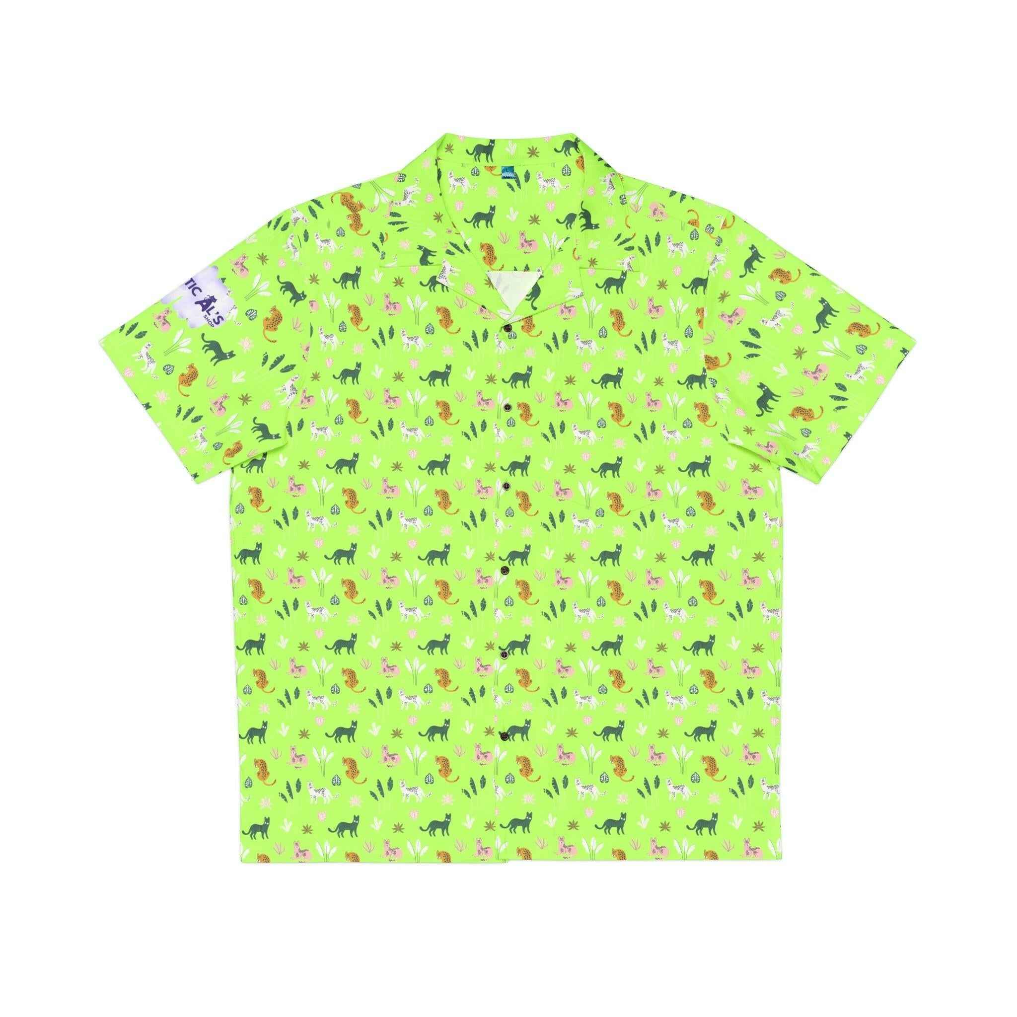 Hawaiian Kitties Button-up Shirt for Men - Tropical Cat Print Style - EpiAl's Shop