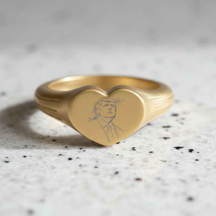 Heart Signet Ring — Soft Lines, Sharp Intentions - Jewelry, Rings - EpiAl's Shop