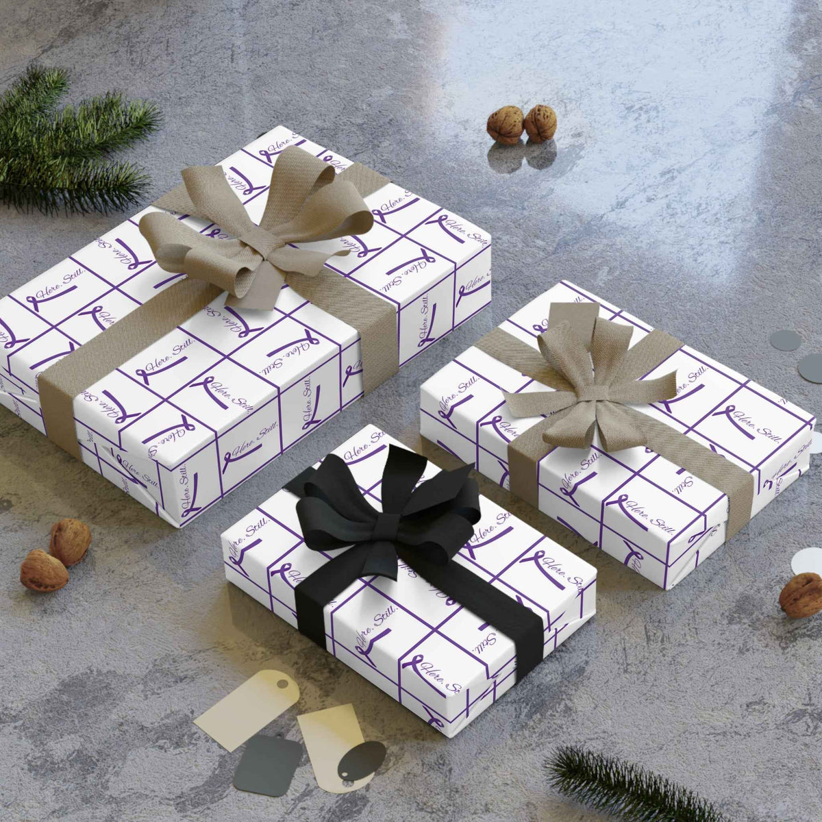 “Here. Still.” Wrapping Paper — Elegant Epilepsy Awareness Gift Wrap - Gift Wrap, Paper - EpiAl's Shop