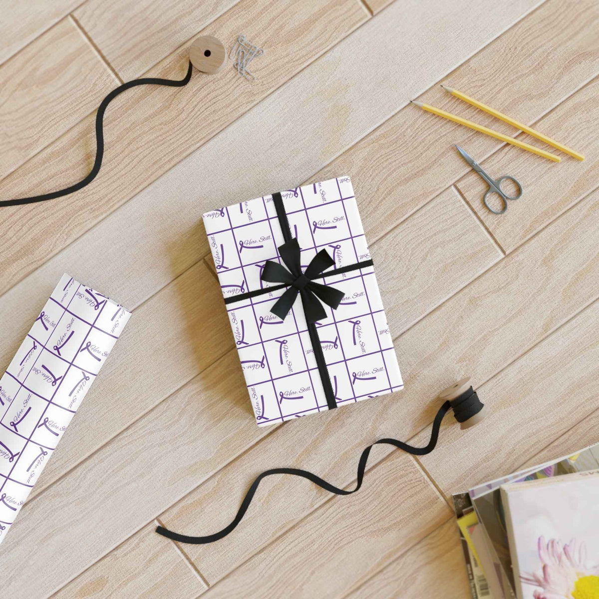 “Here. Still.” Wrapping Paper — Elegant Epilepsy Awareness Gift Wrap - Gift Wrap, Paper - EpiAl's Shop