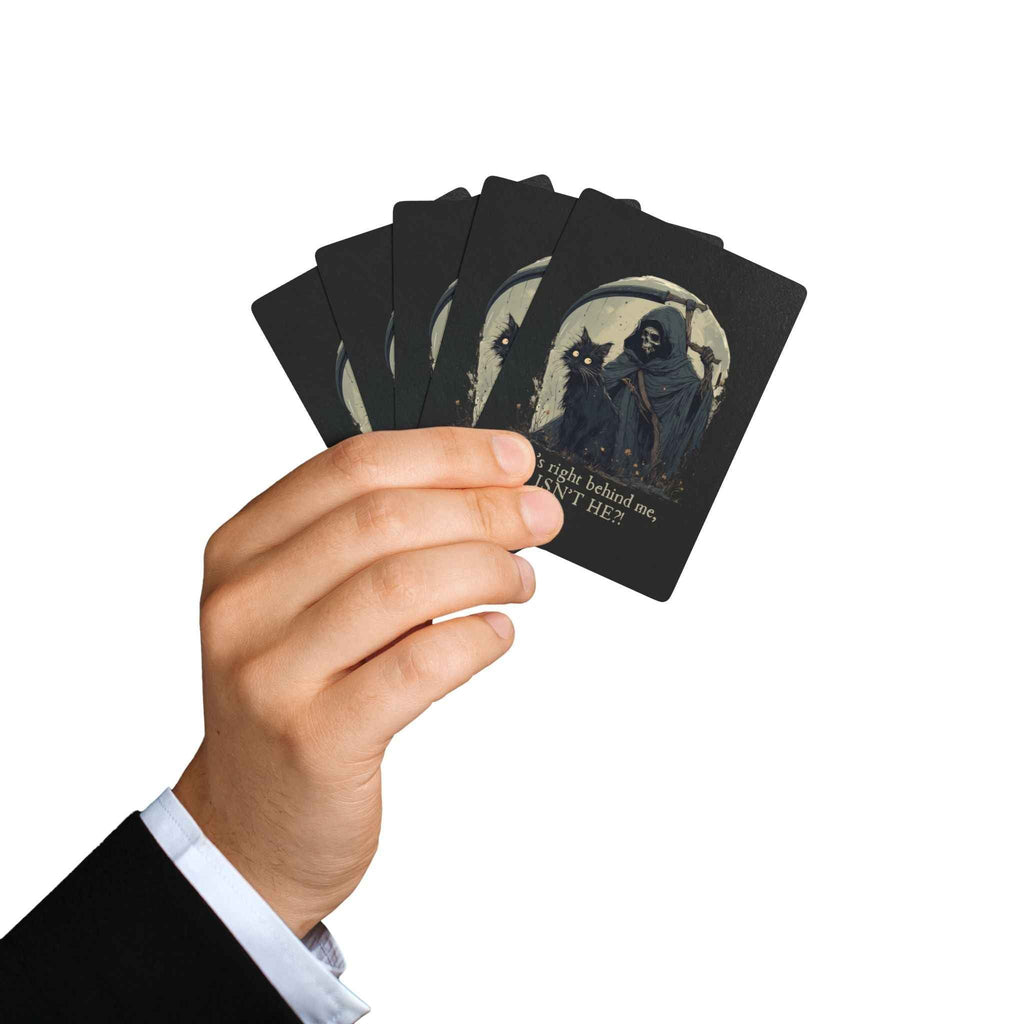 “He’s Right Behind Me, Isn’t He?” Black Cat Poker Playing Cards – Whimsical Dark Art Deck - Toys & Games, Playing Cards - EpiAl's Shop