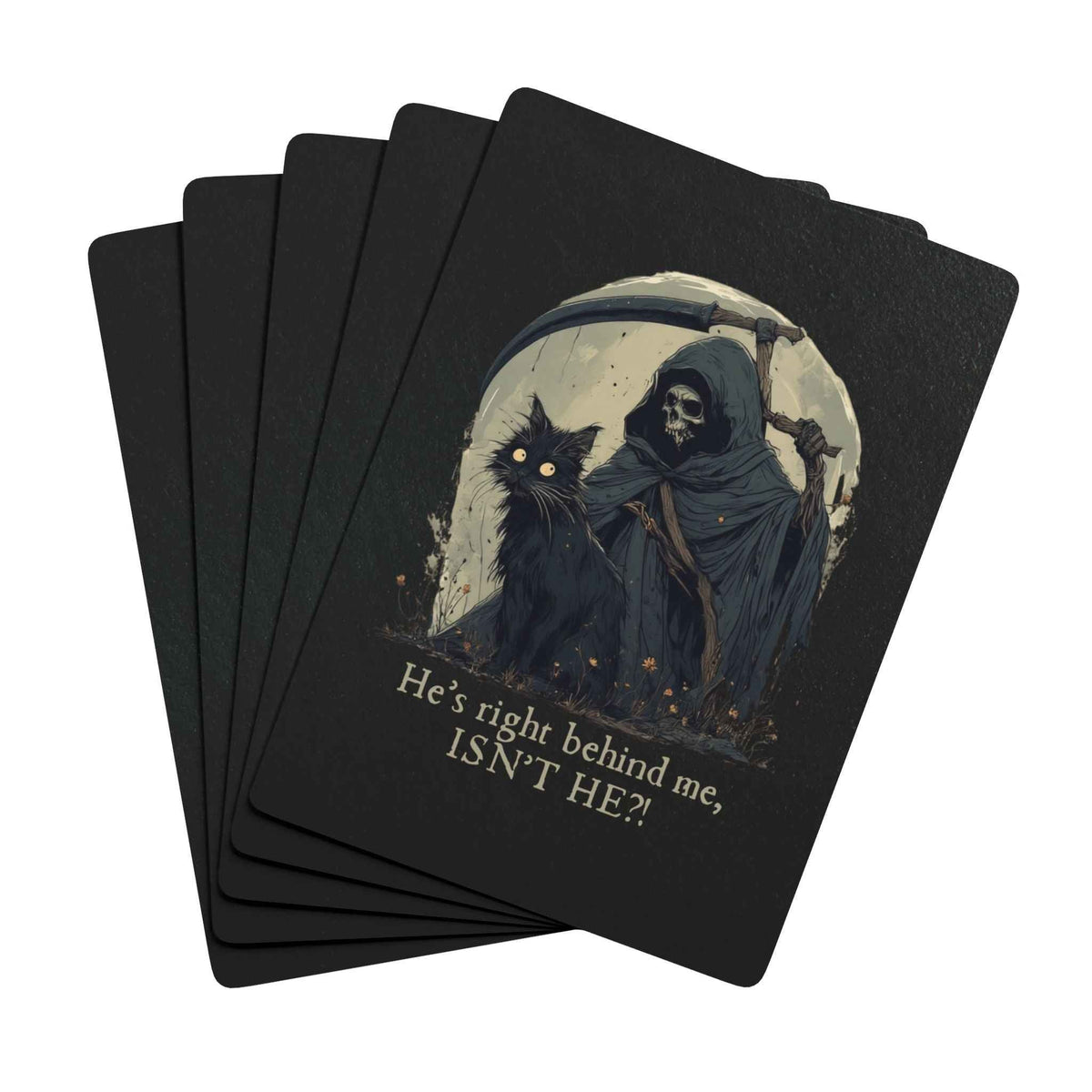 “He’s Right Behind Me, Isn’t He?” Black Cat Poker Playing Cards – Whimsical Dark Art Deck - Toys & Games, Playing Cards - EpiAl's Shop