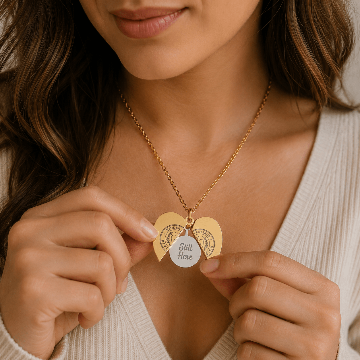 Hidden Feelings Division Hidden Message Heart Necklace | “Still Here” - Jewelry, Necklaces - EpiAl's Shop