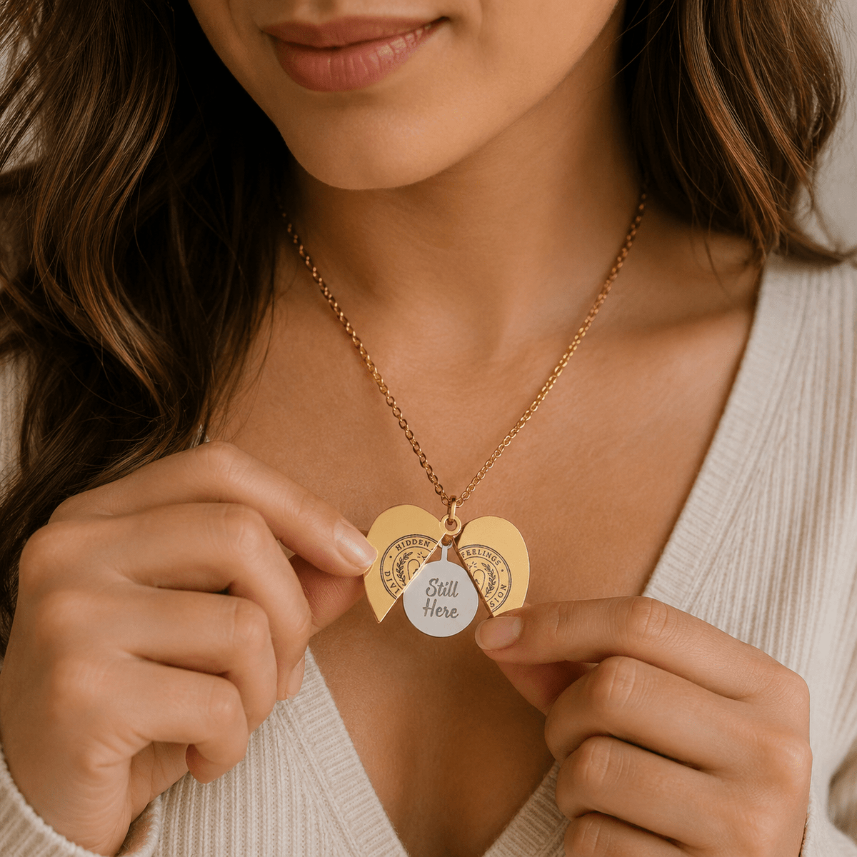 Hidden Feelings Division Hidden Message Heart Necklace | “Still Here” - Jewelry, Necklaces - EpiAl's Shop