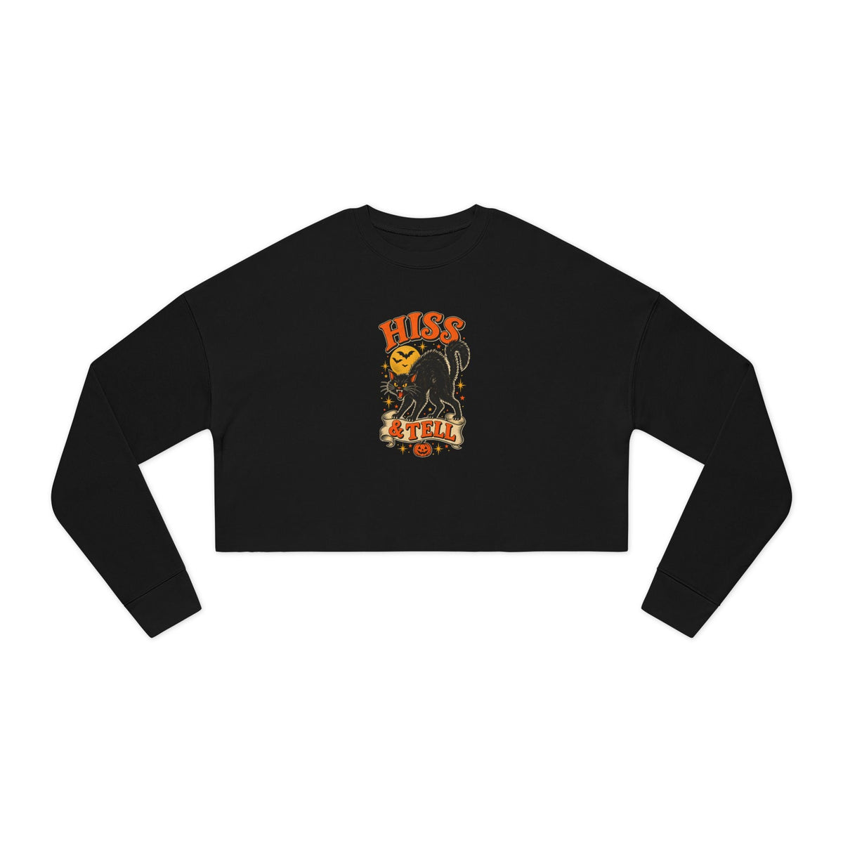 Hiss & Tell Vintage Halloween Cat Cropped Sweatshirt - Clothing, Women, Sweatshirts, Cropped - EpiAl's Shop