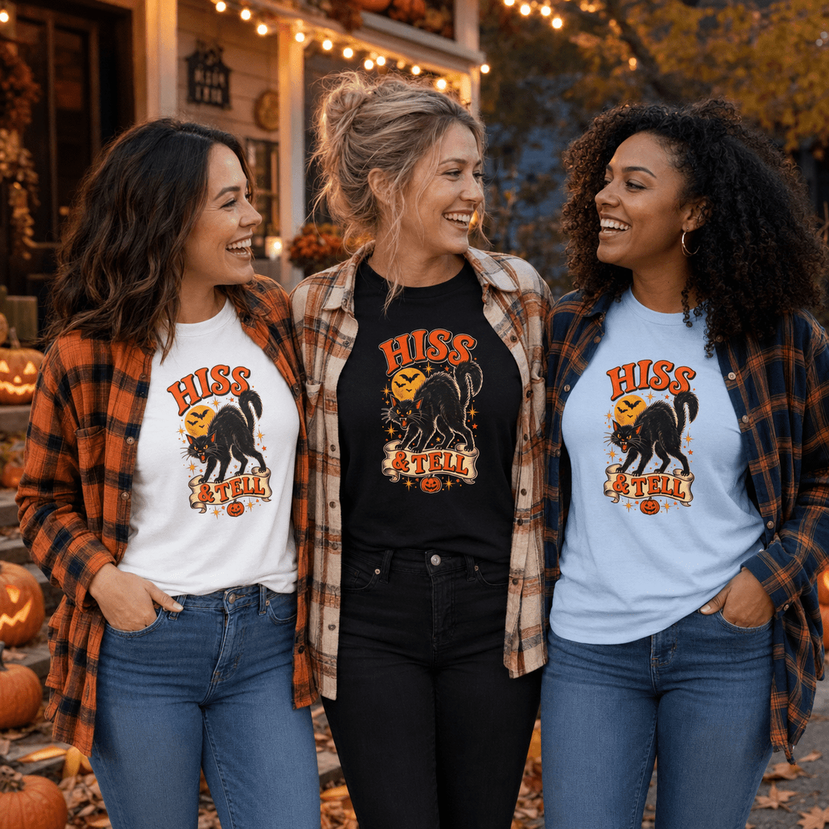 Hiss & Tell Vintage Halloween Cat Women’s T-Shirt - Clothing, Women, T-Shirts - EpiAl's Shop