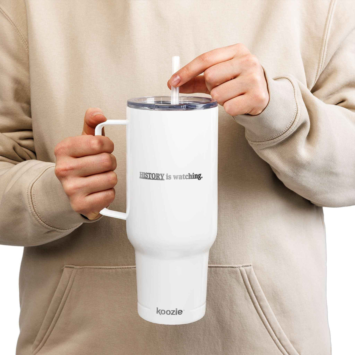 History Is Watching 40oz Insulated Tumbler – Engraved Travel Mug with Handle - Drinkware, Tumblers & Travel Mugs - EpiAl's Shop