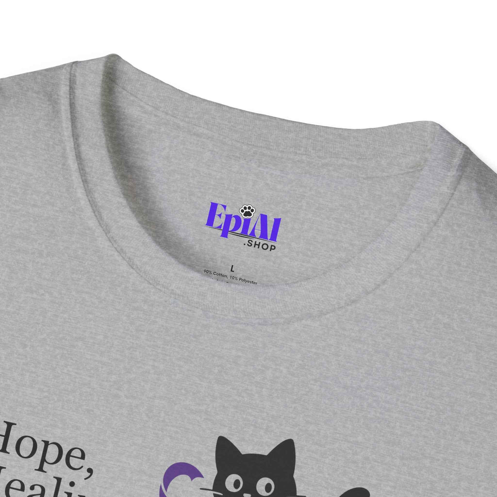 Hope, Healing & Hairballs Cat T-Shirt – Epikitty Parent Awareness Tee - Clothing, Unisex, T-Shirts - EpiAl's Shop