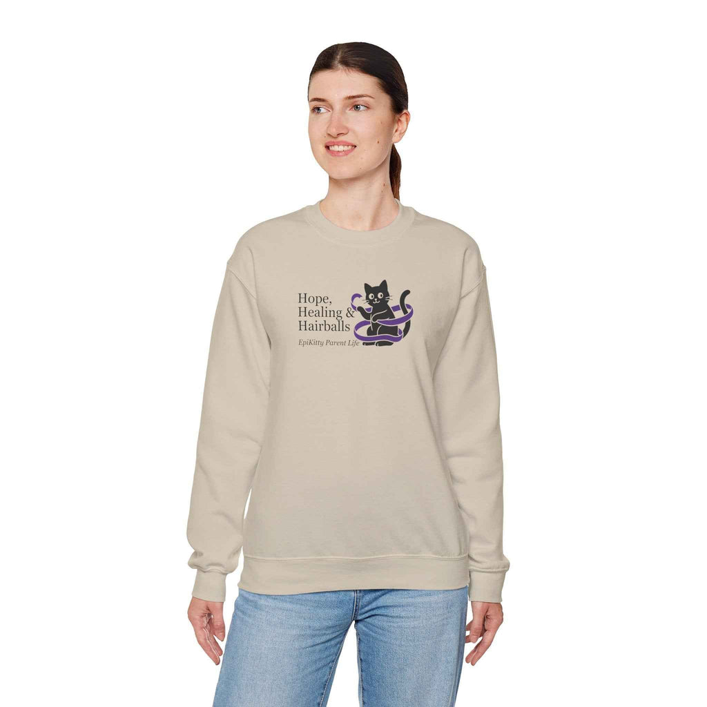 “Hope, Healing & Hairballs” Epikitty Parent Life Sweatshirt - Clothing, Unisex, Sweatshirts - EpiAl's Shop