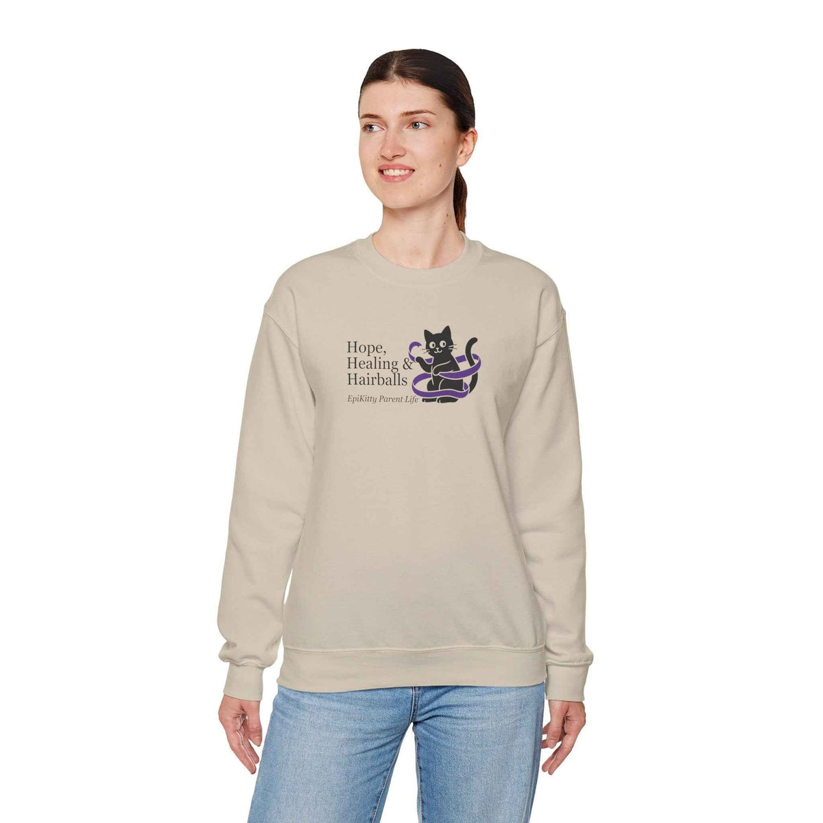 “Hope, Healing & Hairballs” Epikitty Parent Life Sweatshirt - Clothing, Unisex, Sweatshirts - EpiAl's Shop