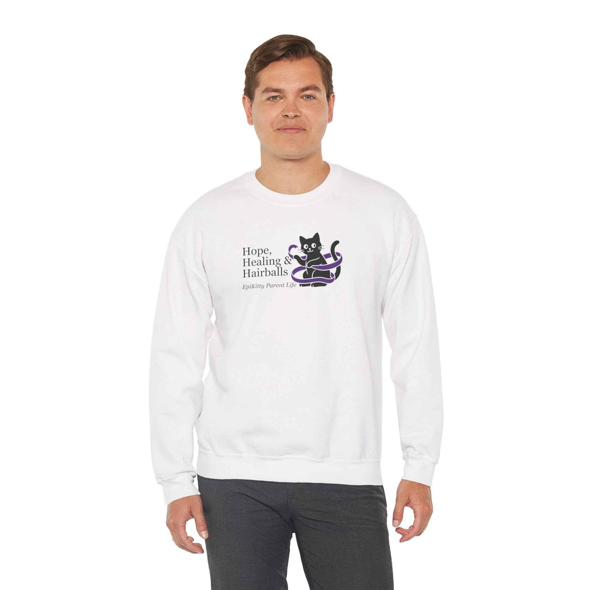 “Hope, Healing & Hairballs” Epikitty Parent Life Sweatshirt - Clothing, Unisex, Sweatshirts - EpiAl's Shop