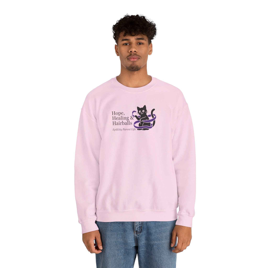 “Hope, Healing & Hairballs” Epikitty Parent Life Sweatshirt - Clothing, Unisex, Sweatshirts - EpiAl's Shop