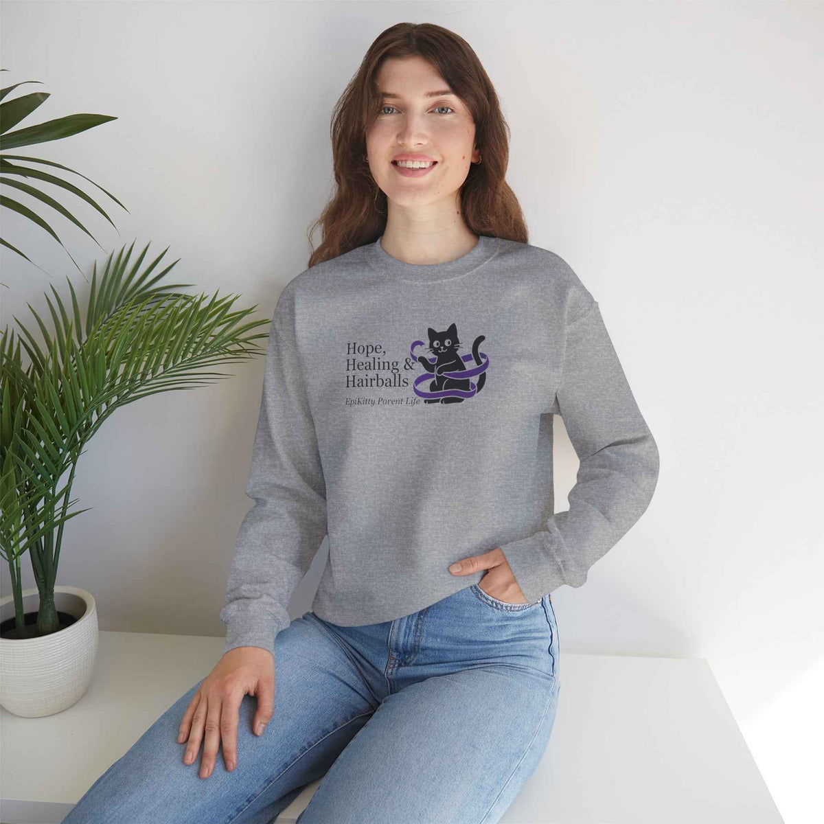 “Hope, Healing & Hairballs” Epikitty Parent Life Sweatshirt - Clothing, Unisex, Sweatshirts - EpiAl's Shop