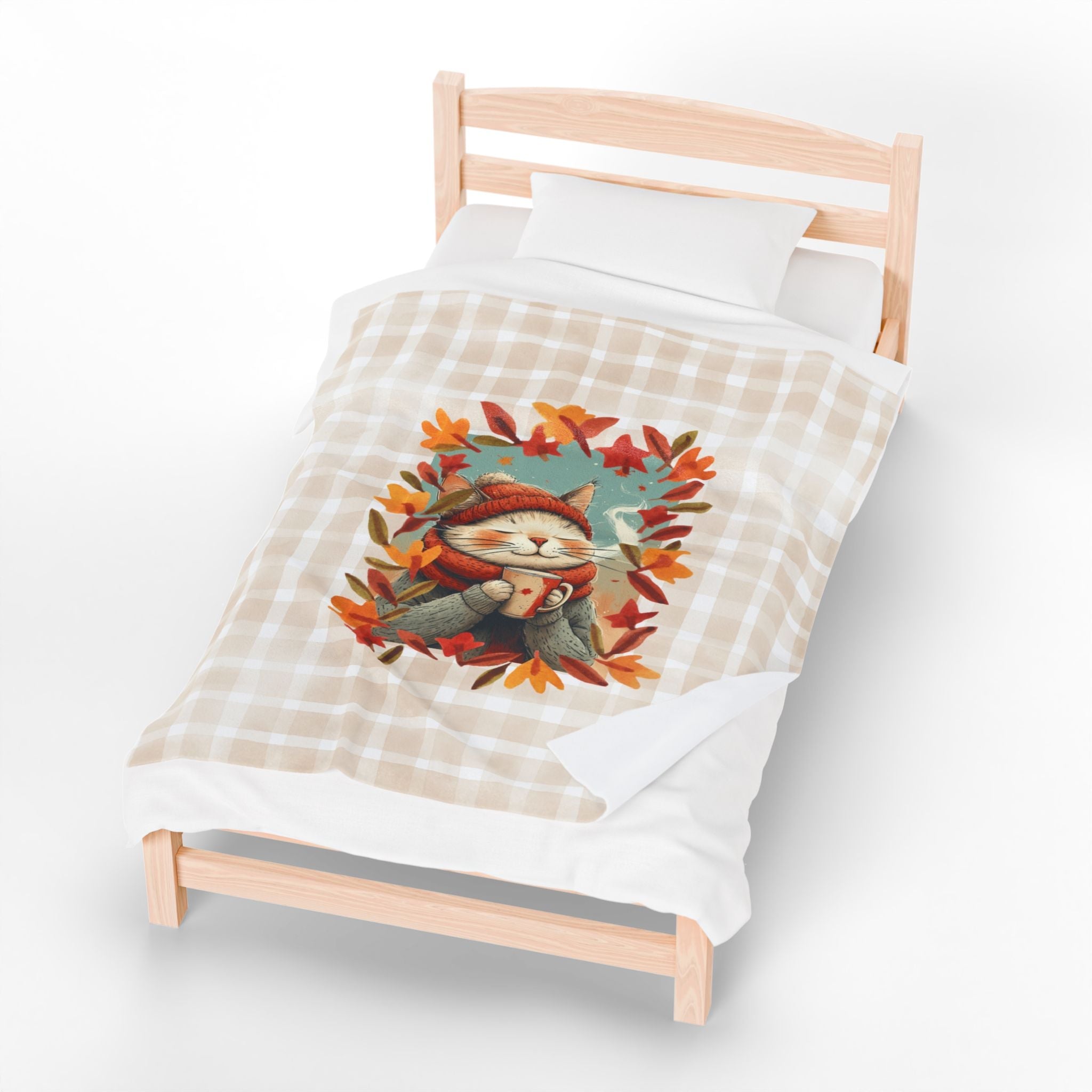 Hot Chocolate Cat Plush Blanket, Soft Throw for Fall - Decor, Blankets & Comforters - EpiAl's Shop