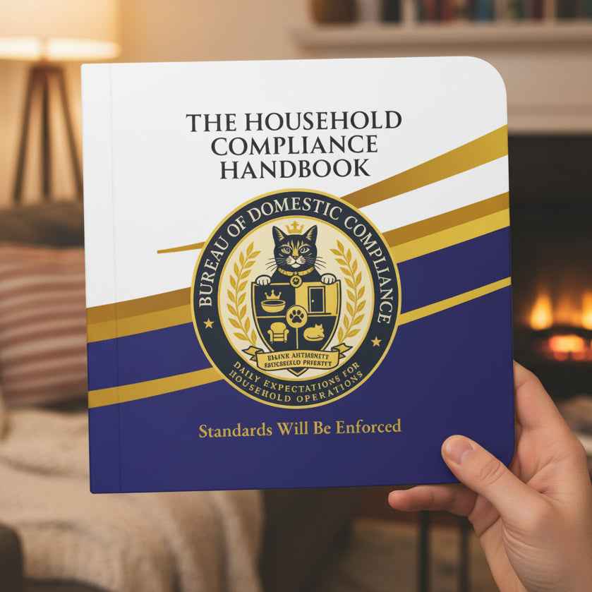 Household Compliance Handbook Board Book | Cat Authority Faux Government Humor - Books, Board - EpiAl's Shop