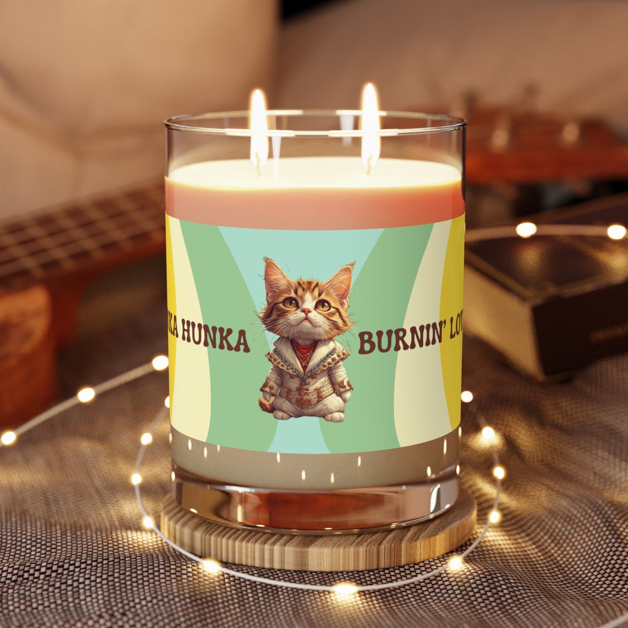 Hunka Hunka Burnin' Love Elvis Cat Scented Candle - 11oz Glass Candle - Decor, Scented Candles - EpiAl's Shop