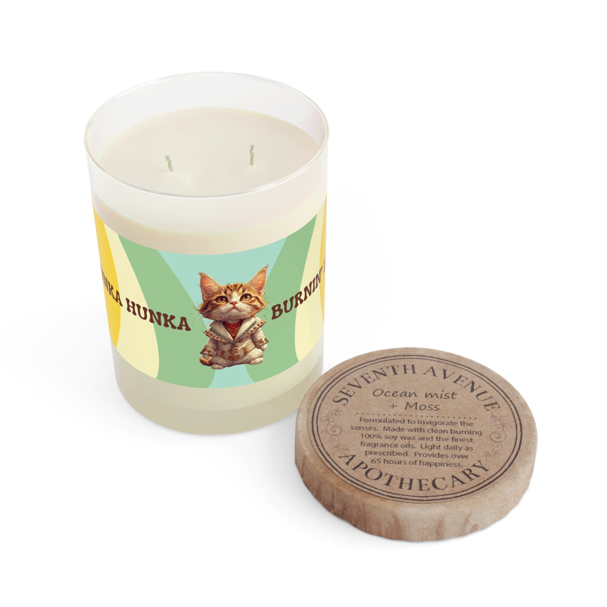 Hunka Hunka Burnin' Love Elvis Cat Scented Candle - 11oz Glass Candle - Decor, Scented Candles - EpiAl's Shop