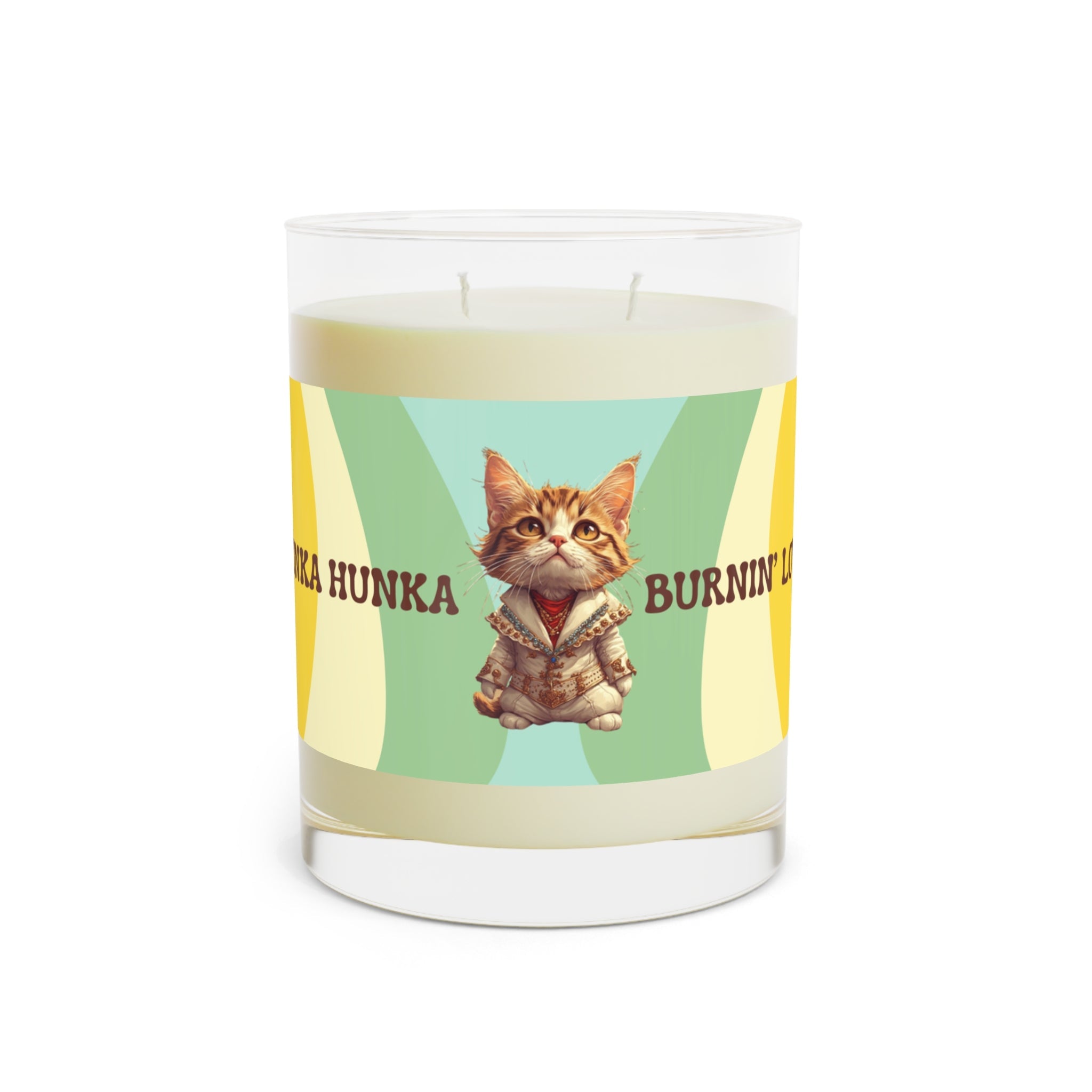 Hunka Hunka Burnin' Love Elvis Cat Scented Candle - 11oz Glass Candle - Decor, Scented Candles - EpiAl's Shop