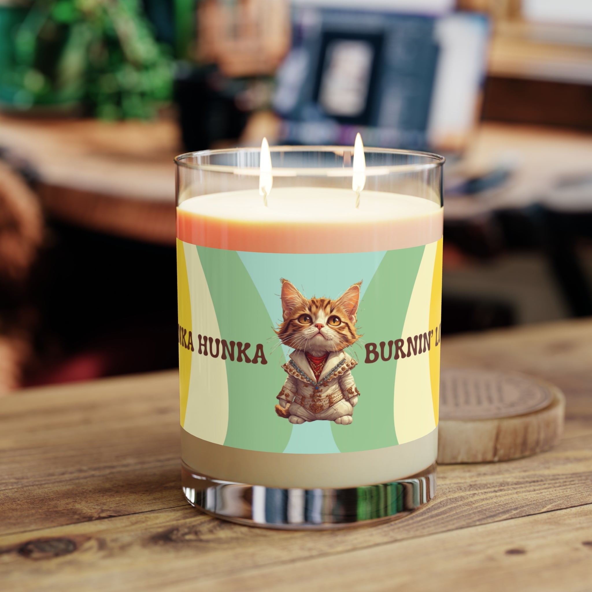 Hunka Hunka Burnin' Love Elvis Cat Scented Candle - 11oz Glass Candle - Decor, Scented Candles - EpiAl's Shop