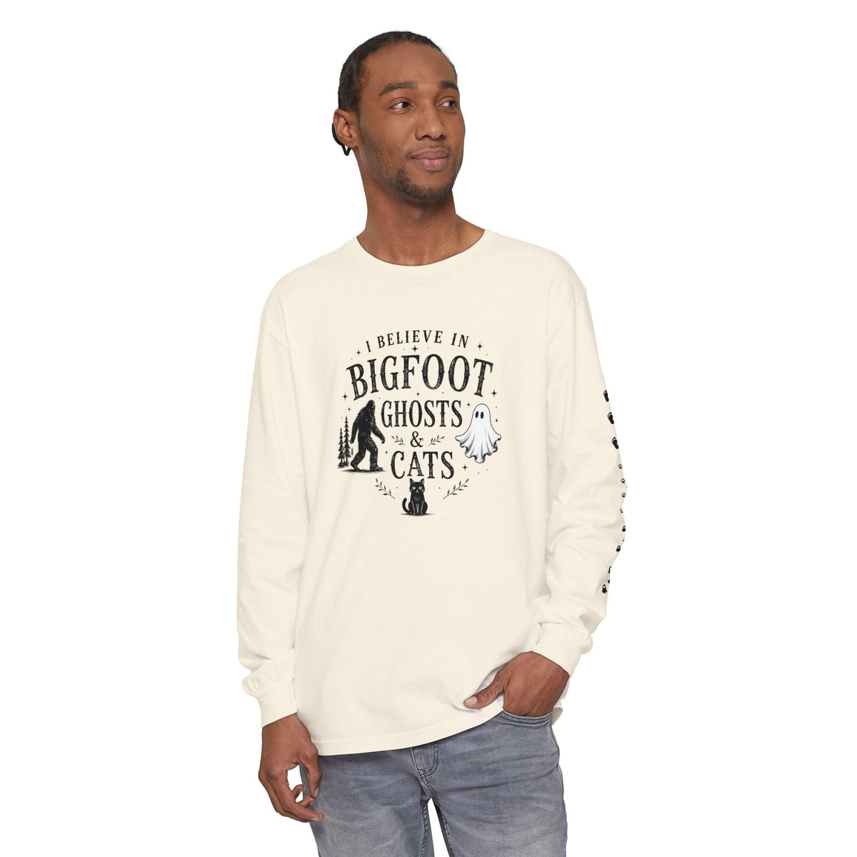I Believe in Bigfoot, Ghosts & Cats Long Sleeve Shirt - Clothing, Unisex, T-Shirts, Long-Sleeved - EpiAl's Shop