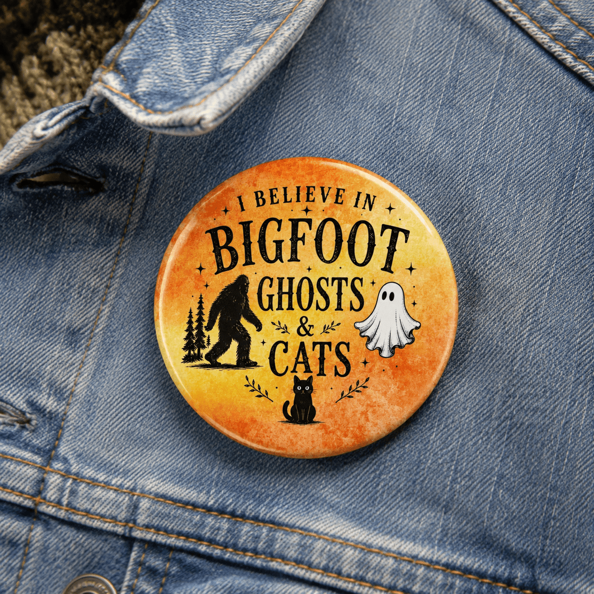 I Believe in Bigfoot, Ghosts & Cats Pinback Button - Buttons, Pinback - EpiAl's Shop