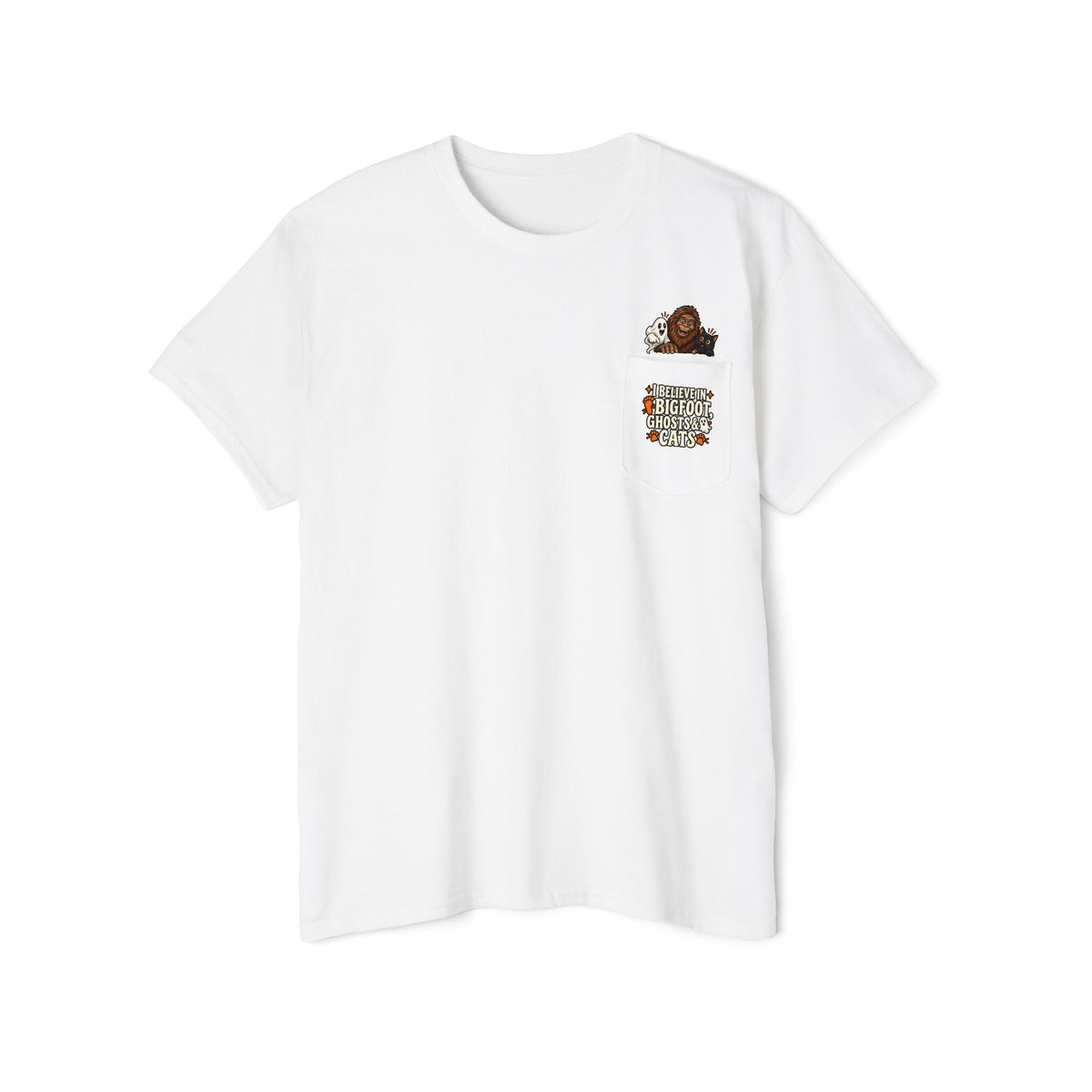 I Believe in Bigfoot, Ghosts & Cats Pocket T-Shirt - Clothing, Unisex, T-Shirts - EpiAl's Shop