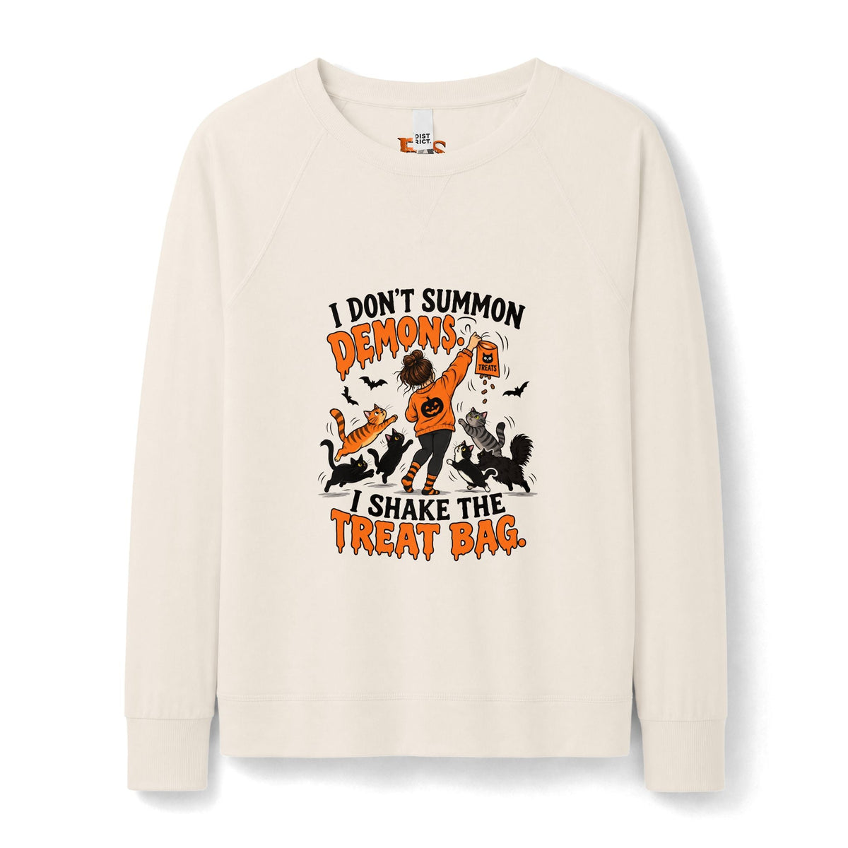 I Don’t Summon Demons, I Shake the Treat Bag Halloween Cat Sweatshirt - Clothing, Women, Sweatshirts - EpiAl's Shop