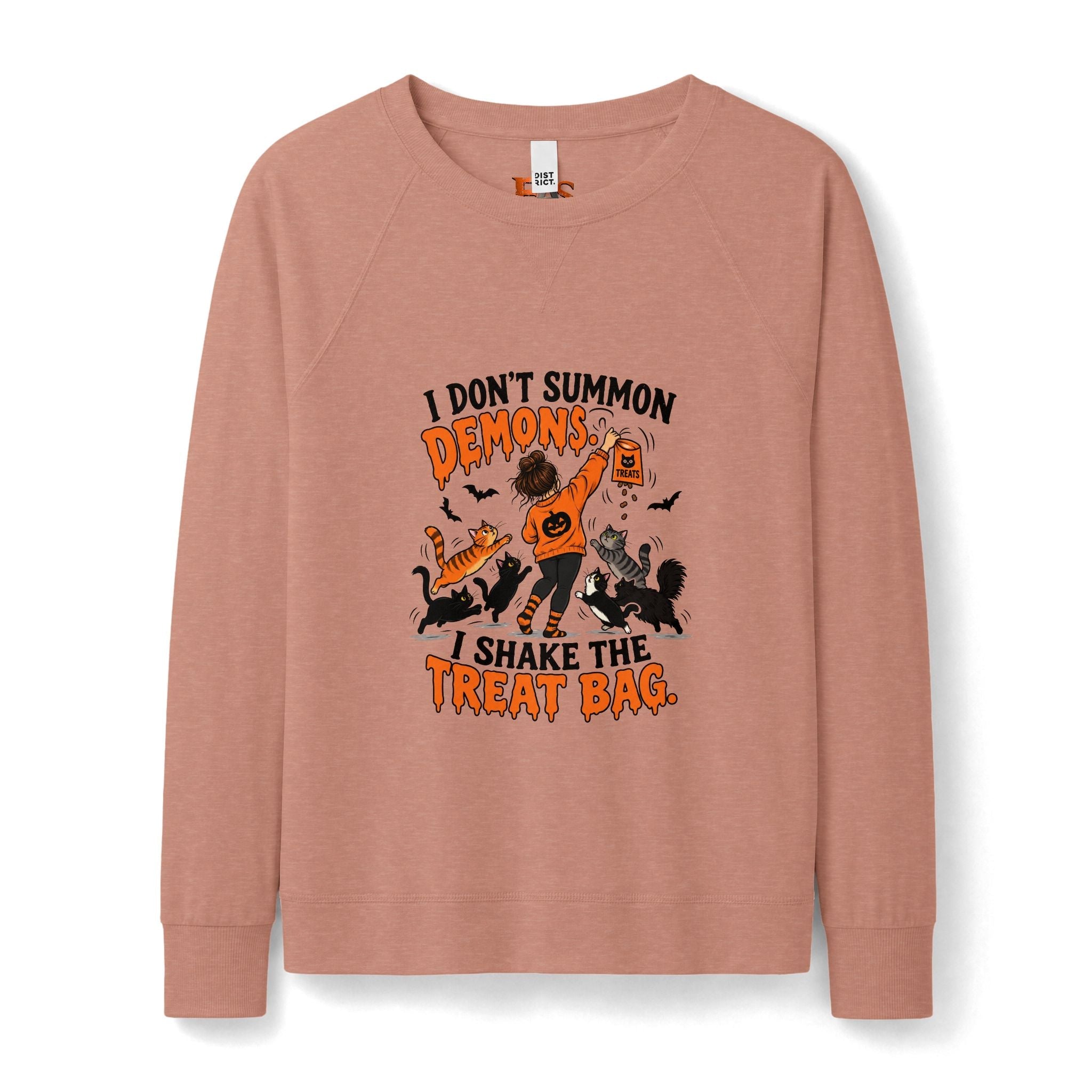 I Don’t Summon Demons, I Shake the Treat Bag Halloween Cat Sweatshirt - Clothing, Women, Sweatshirts - EpiAl's Shop