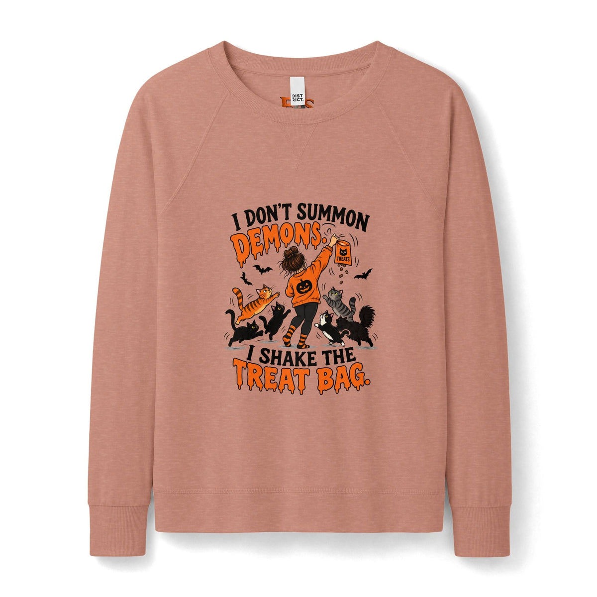 I Don’t Summon Demons, I Shake the Treat Bag Halloween Cat Sweatshirt - Clothing, Women, Sweatshirts - EpiAl's Shop