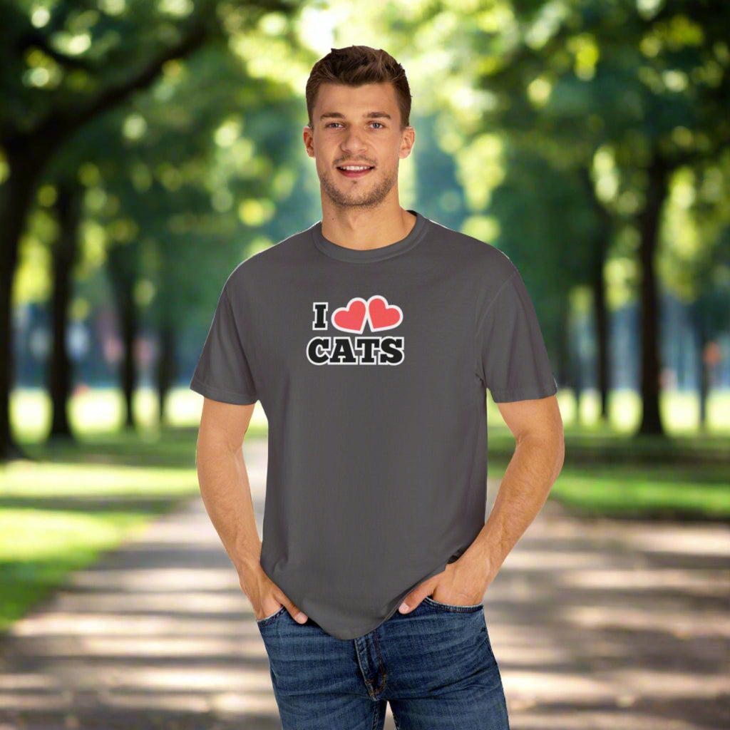 I Heart Cats Unisex Garment - Dyed T - shirt - T - Shirt - Epileptic Al’s Shop