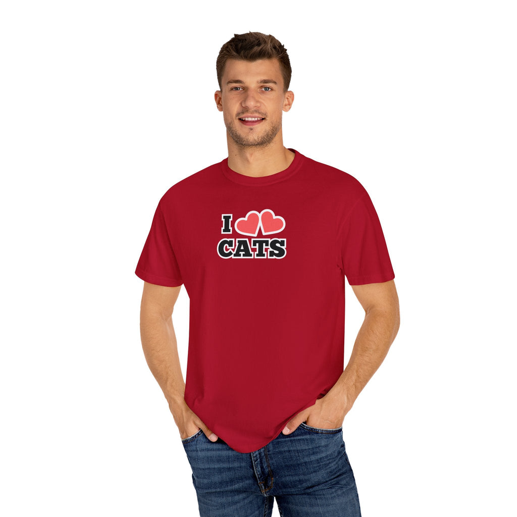 I Heart Cats Unisex Garment - Dyed T - shirt - T - Shirt - Epileptic Al’s Shop
