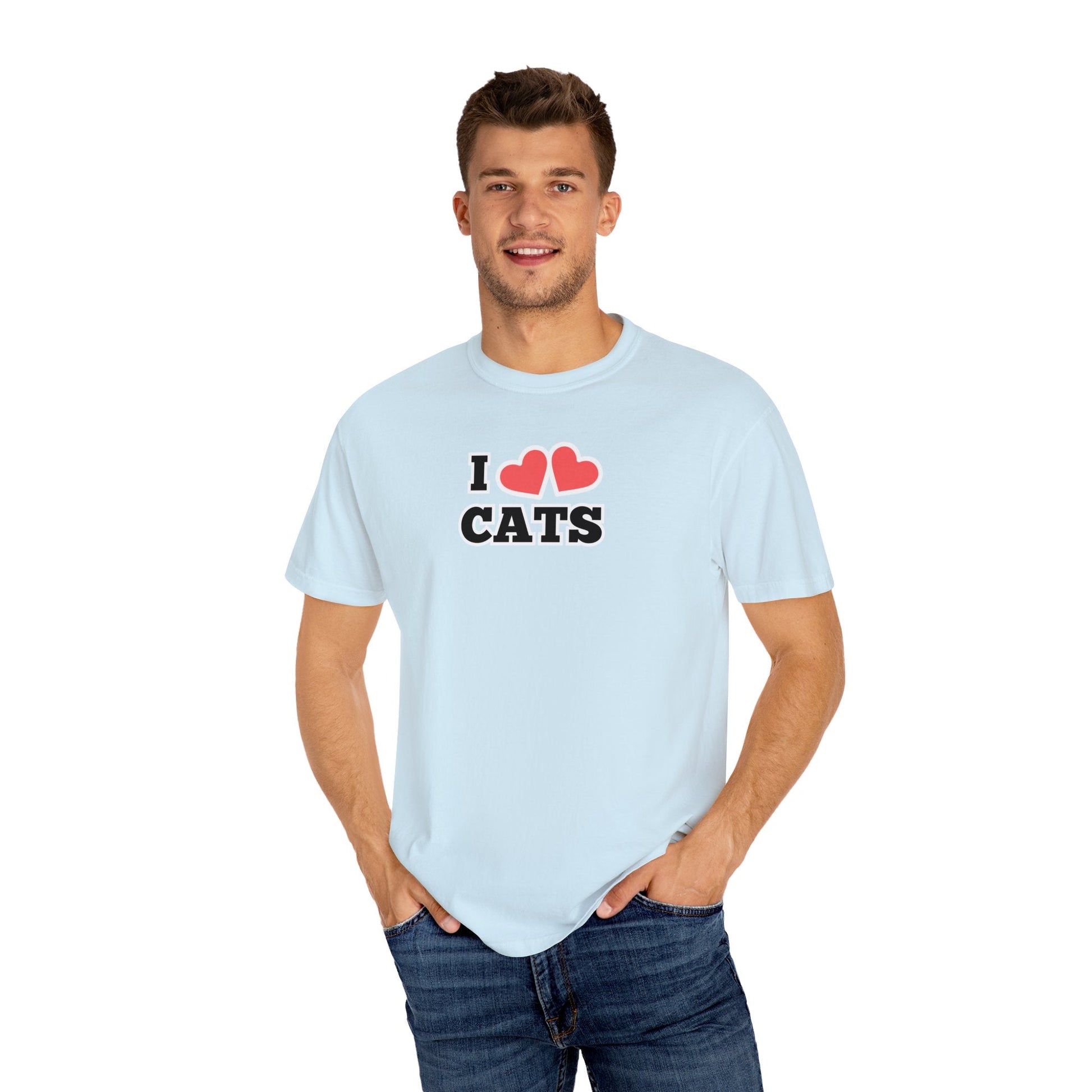 I Heart Cats Unisex Garment - Dyed T - shirt - T - Shirt - Epileptic Al’s Shop