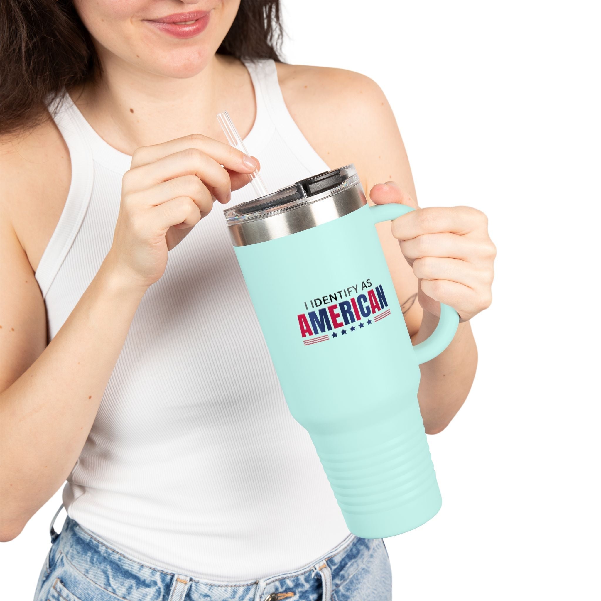 I Identify as American 40oz Insulated Travel Mug - Drinkware, Travel Mugs - EpiAl's Shop